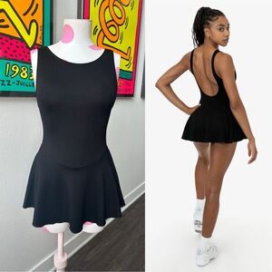 Los Angeles Apparel Ponte Boatneck Ballerina Skirted Leotard Dress Small